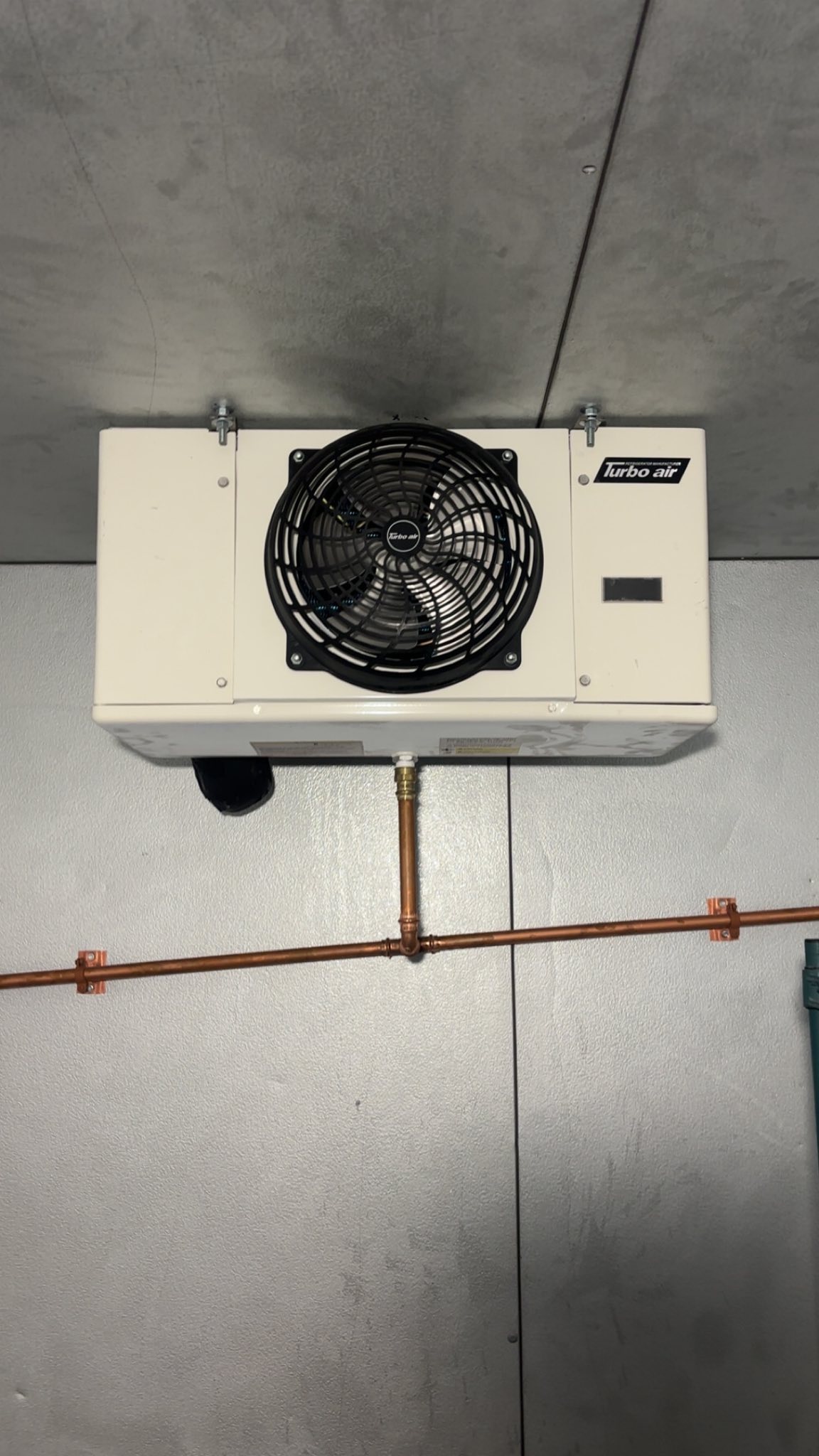 Commercial walk-in cooler evaporator unit installation
